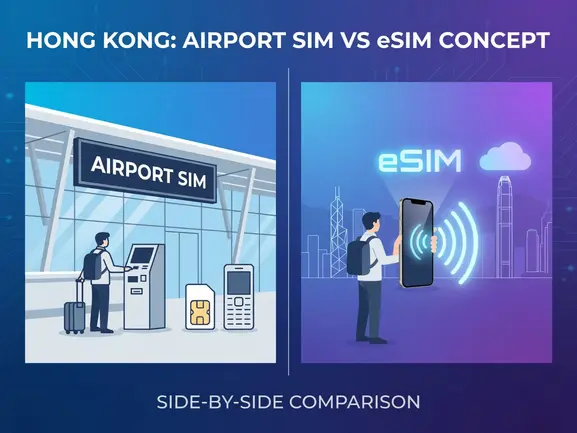 airport sim vs esim hong kong comparison - eSIMYat travel eSIM guide