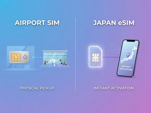 airport sim vs esim japan comparison - eSIMYat travel eSIM guide