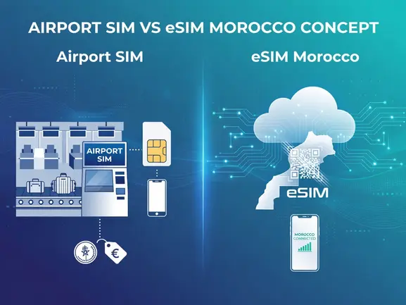 Airport SIM card vs eSIM at Morocco airport — eSIMYat travel data guide