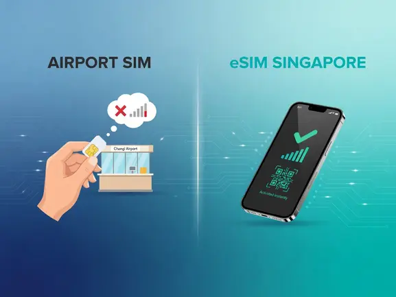 airport SIM card counter vs eSIM activation at Singapore Changi Airport