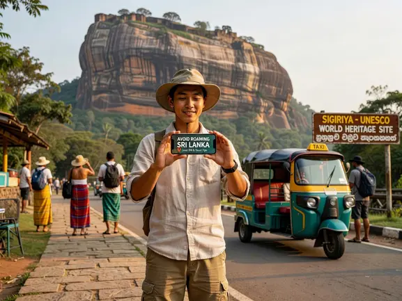 Traveler using eSIM in Sri Lanka to avoid roaming charges - eSIMYat guide