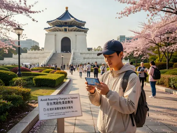 Traveler using eSIM in Taiwan to avoid roaming charges - eSIMYat guide