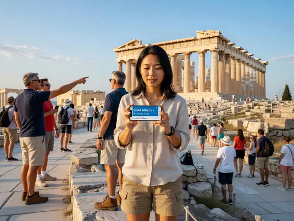 eSIM for Athens Greece - tourist internet guide with QR code activation