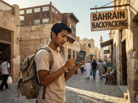 Backpacker using eSIM in Bahrain - eSIMYat travel eSIM guide for Manama