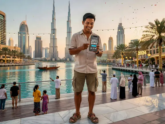 eSIM for Dubai New Year celebration - stay connected at Burj Khalifa fireworks