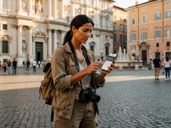 eSIM for journalism travel — reporter using eSIMYat in the field