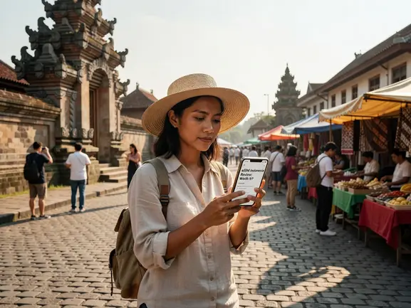 eSIM Indonesia review worth it - traveler using mobile data in Bali