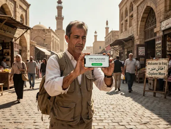 eSIM Iraq no passport registration - instant QR activation with eSIMYat