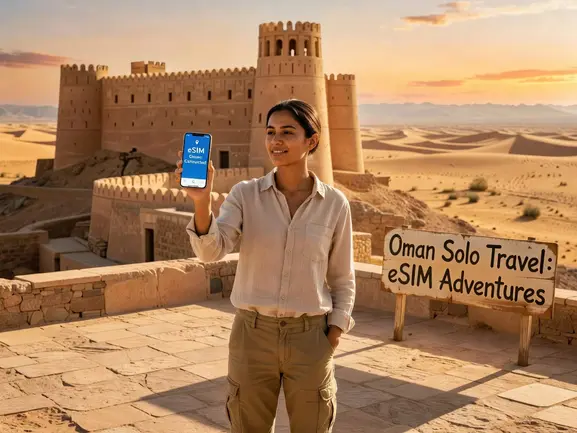 Solo traveler activating eSIM for Oman trip - eSIMYat travel eSIM guide