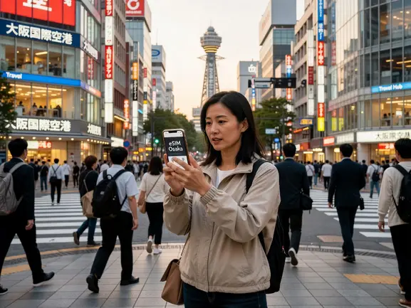 eSIM for Osaka Japan - tourist internet guide with QR code activation