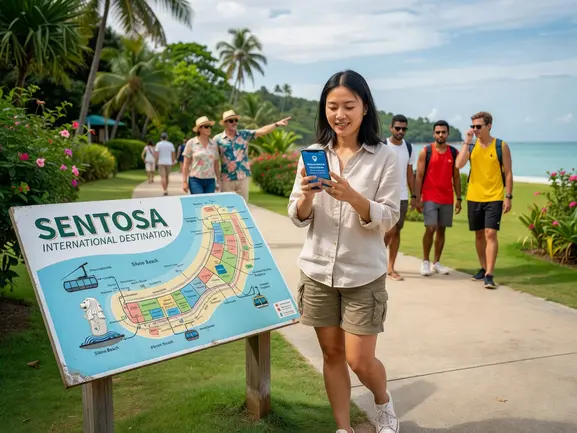 eSIM for Sentosa tourist guide — stay connected at Resorts World and Palawan Beach