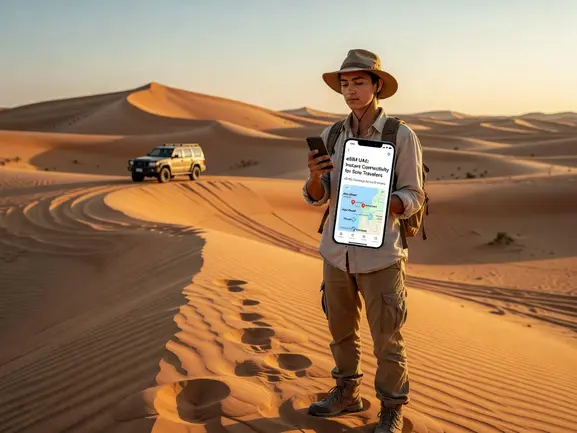 Solo traveler using eSIM in UAE - eSIMYat travel eSIM guide for Dubai
