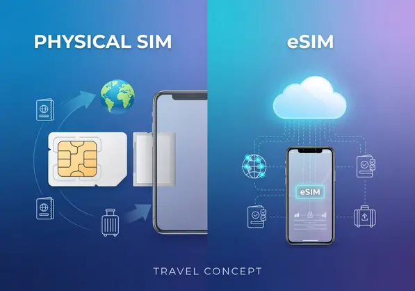 eSIM vs physical SIM card comparison for international travel