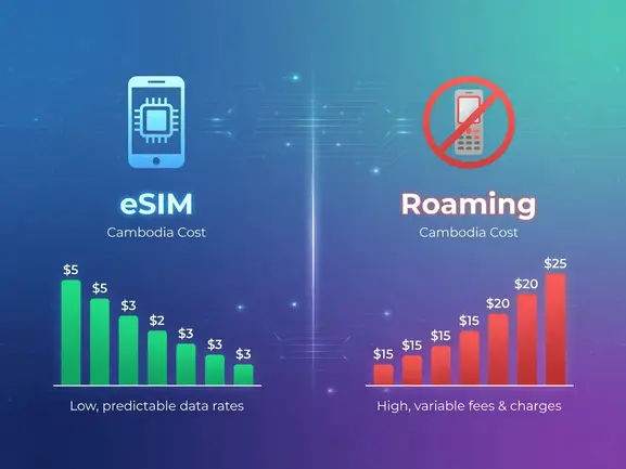 eSIM vs roaming Cambodia cost comparison - eSIMYat travel eSIM guide