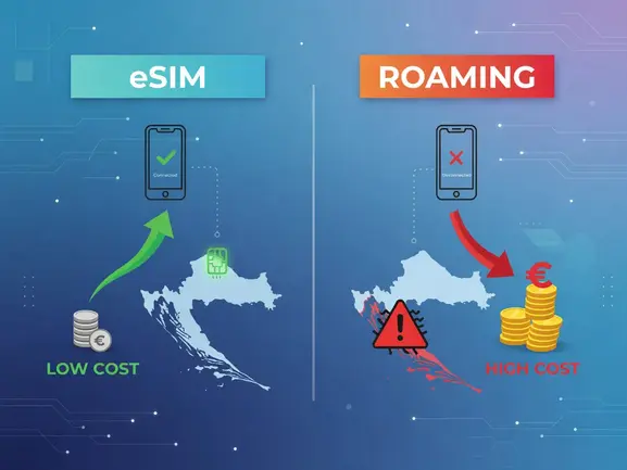eSIM vs roaming Croatia cost comparison — eSIMYat travel eSIM savings guide