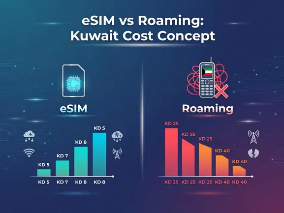 eSIM vs roaming Kuwait cost comparison - eSIMYat travel eSIM guide