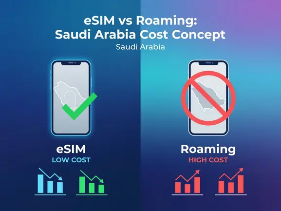 eSIM vs roaming Saudi Arabia cost comparison chart - eSIMYat travel eSIM