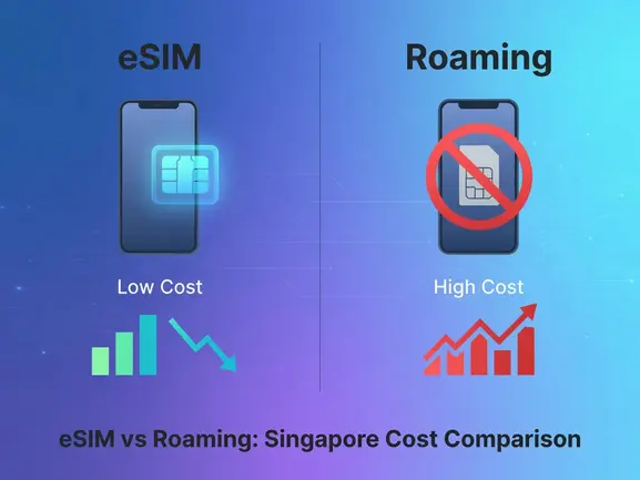 eSIM vs roaming Singapore cost comparison chart — eSIMYat travel eSIM guide