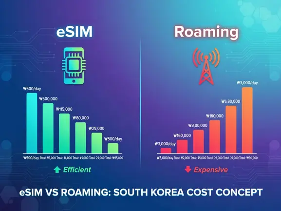eSIM vs roaming South Korea cost comparison chart - eSIMYat travel guide