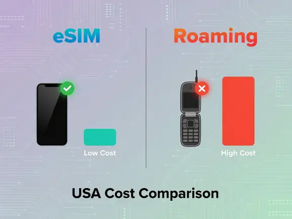 eSIM vs roaming USA cost comparison chart - eSIMYat travel eSIM guide