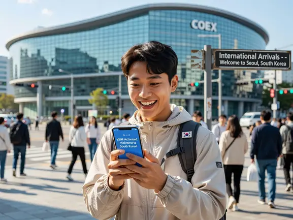 First time eSIM setup for South Korea travel with eSIMYat QR activation