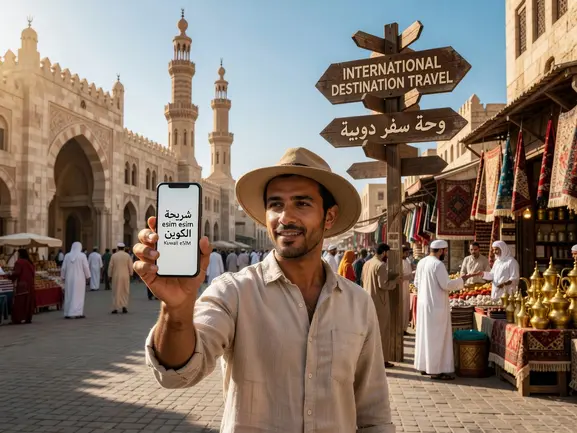 شريحة eSIM الكويت - دليل eSIMYat للمسافرين العرب